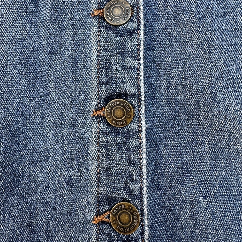 Reformation Camille Denim Midi Dress XS Button Front Slit Summer Jean Dress - Picture 3 of 5